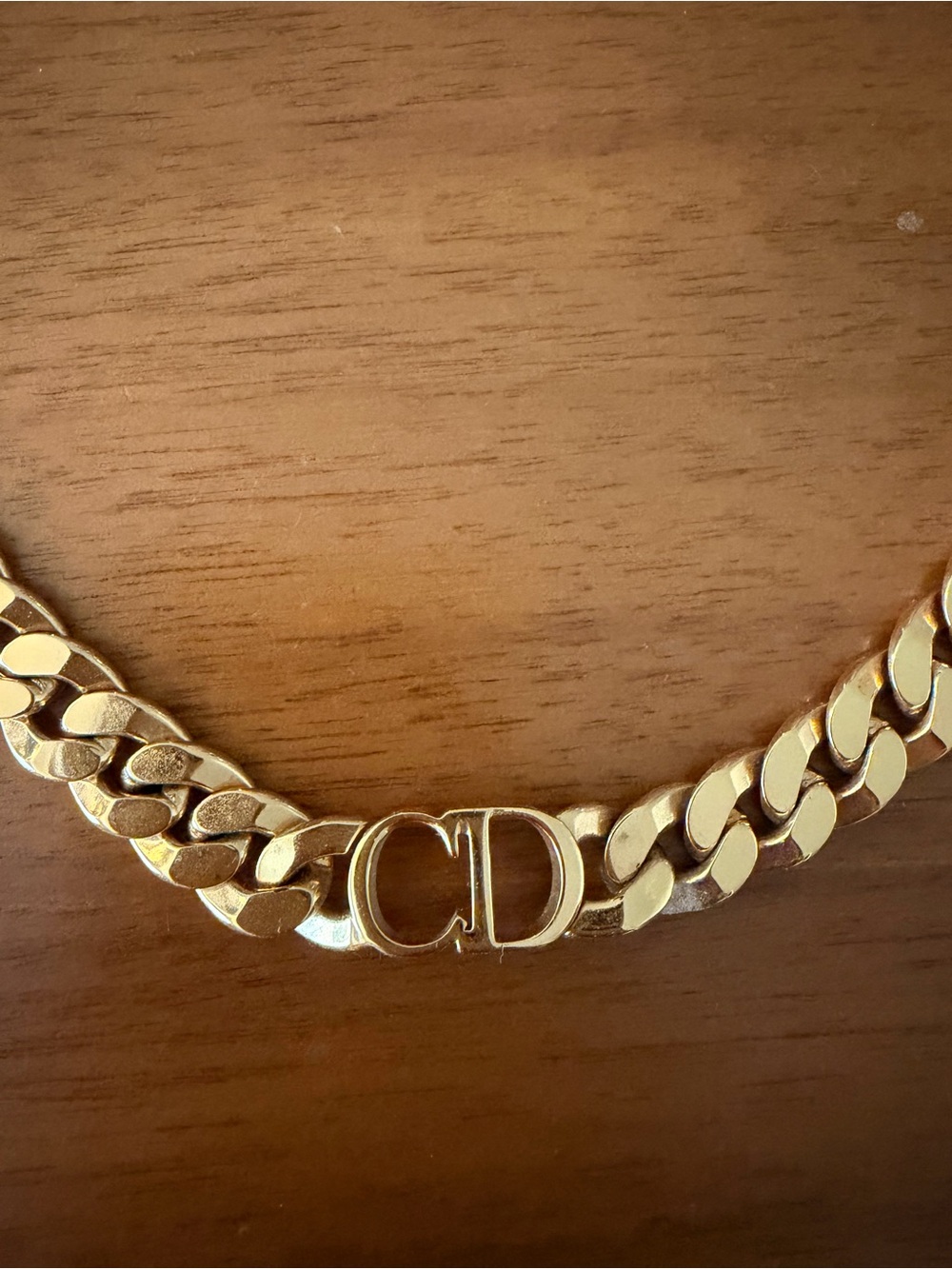 Dior Gold Curb Chain Necklace with CD Logo - Picture 2 of 4